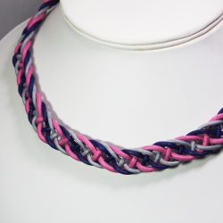 Grand necklace - Hand woven leather Blodwyn - Grand necklace - Laiton argenté